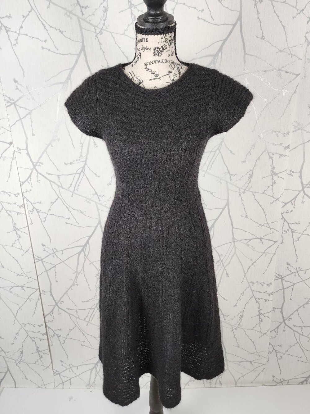 Stile Benetton Gray Wool Mohair Blend Knit Midi Sweater Dress